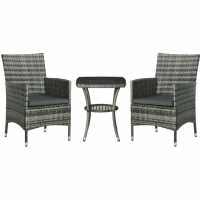 Outsunny Three-Piece Rattan Chair Set And Cushions