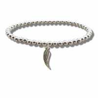 Angel Feather Silver Beaded Bracelet Np-Sbfeh  Бижутерия