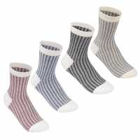 Lee Cooper 4 Pack Contrast Socks Ladies  Дамски чорапи