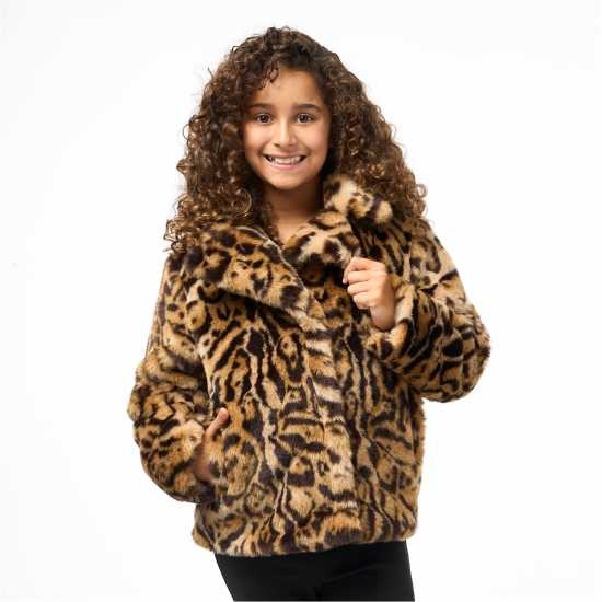 Biba Яке Изкуствена Кожа Junior Girls  Faux Fur Jacket  