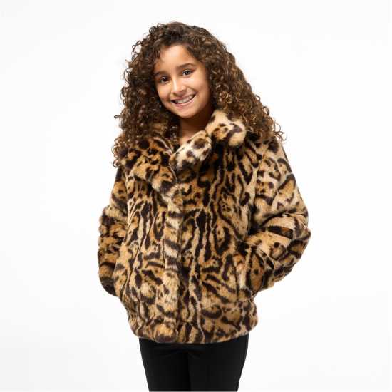 Biba Яке Изкуствена Кожа Junior Girls  Faux Fur Jacket  