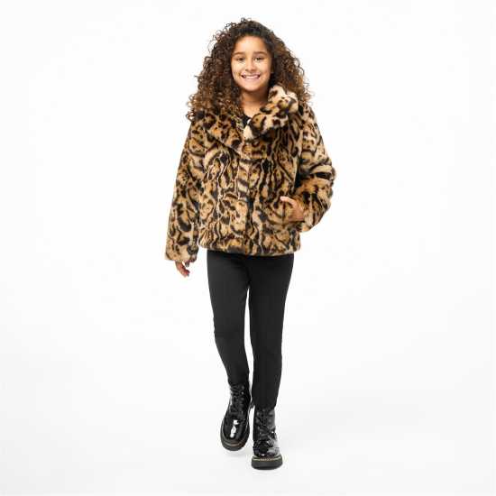 Biba Яке Изкуствена Кожа Junior Girls  Faux Fur Jacket  