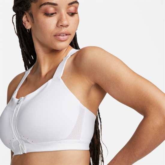 Nike Dri-FIT Alpha Women's High-Support Padded Zip-Front Sports Bra White/Stone Спортни сутиени