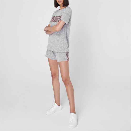 Linea Animal Printed Short And Tee Loungewear Co Ord Set  Дамско облекло плюс размер