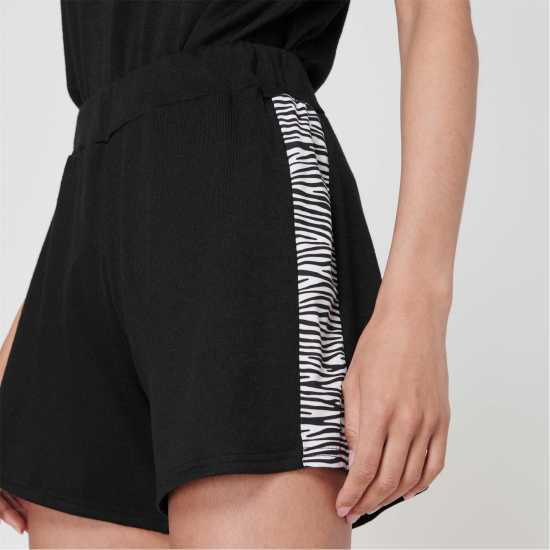 Linea Animal Printed Short And Tee Loungewear Co Ord Set Black Дамско облекло плюс размер