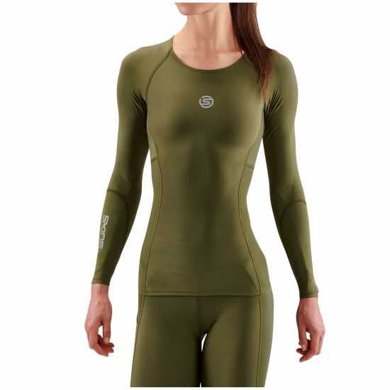 Skins Горнище С Дълъг Ръкав Series 3 Long Sleeve Top Womens Khaki 