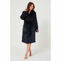Shawl Collar Robe Black Дамско облекло плюс размер