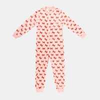 Star Fleece Onesie Junior Girls Pink  