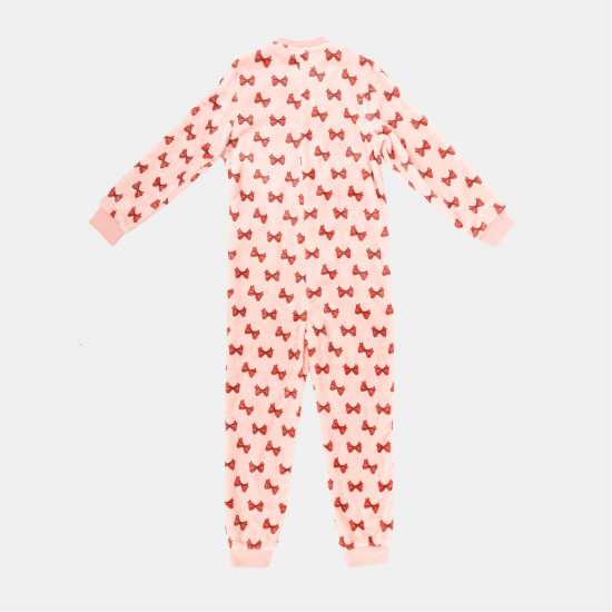 Star Fleece Onesie Junior Girls Pink  