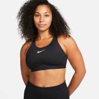 Nike Dri-FIT Swoosh Women's High-Support Non-Padded Adjustable Sports Bra Black/White Спортни сутиени