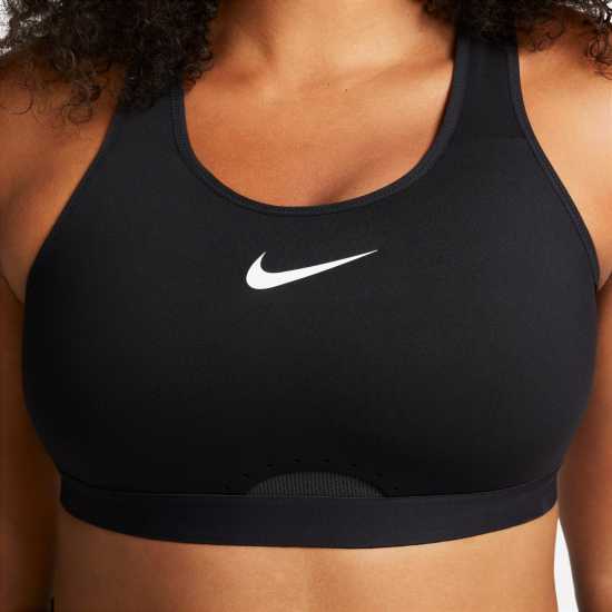 Nike Dri-FIT Swoosh Women's High-Support Non-Padded Adjustable Sports Bra Black/White Спортни сутиени