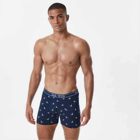 Мъжко бельо Jack Wills Multipack Boxers 3 Pack Нави / Дамс / Грей АОП Jack Wills Multipack Boxers 3 Pack Нави / Дамс / Грей АОП Мъжко бельо