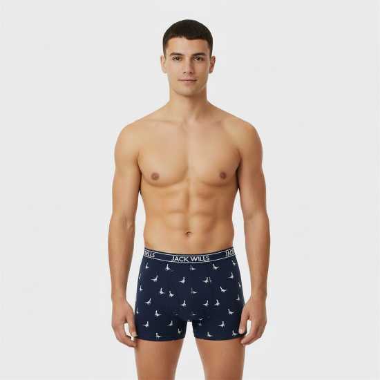 Jack Wills Daundley Multipack Boxers 3 Pack Нави / Дамс / Грей АОП 