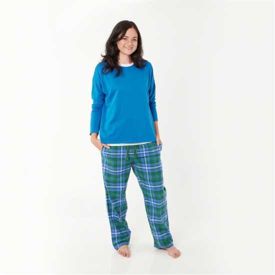 Loungers Ladies Organic Brushed Cotton Lounge Trousers Зелено море Loungers Ladies Organic Brushed Cotton Lounge Trousers Зелено море