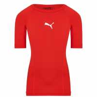 Puma Тениска Момчета Liga Base Layer T Shirt Junior Boys Puma Red/Wht Детски основен слой дрехи