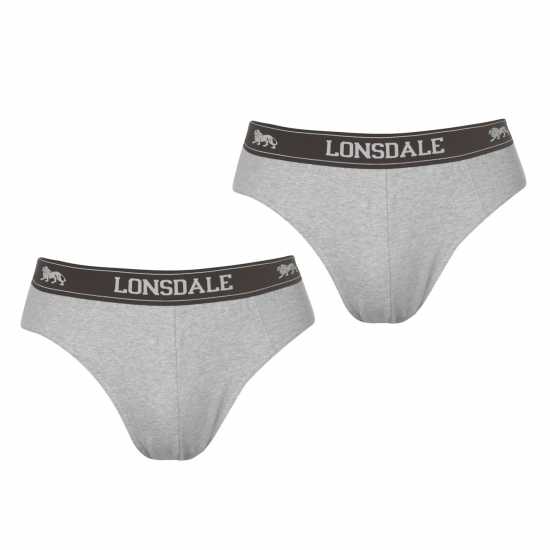Lonsdale 2Pk Brief Mens Grey - Мъжко облекло за едри хора
