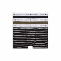 Tommy Hilfiger 3 Pack Logo Waistband Trunks Black / Green / Stripe 
