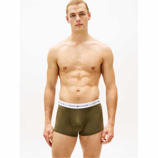 Tommy Hilfiger 3 Pack Logo Waistband Trunks Black / Green / Stripe 