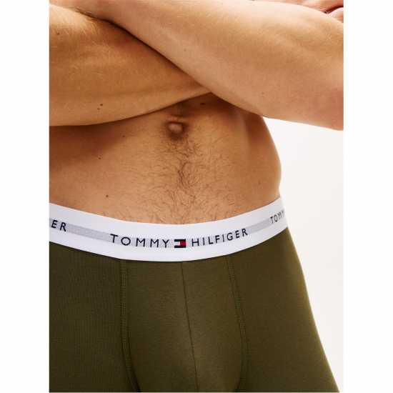 Tommy Hilfiger 3 Pack Logo Waistband Trunks Black / Green / Stripe 