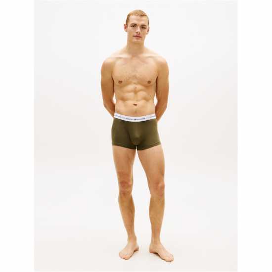Tommy Hilfiger 3 Pack Logo Waistband Trunks Black / Green / Stripe 
