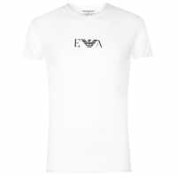 Emporio Armani Тениска Chest Logo T Shirt Бяло Мъжки тениски с яка