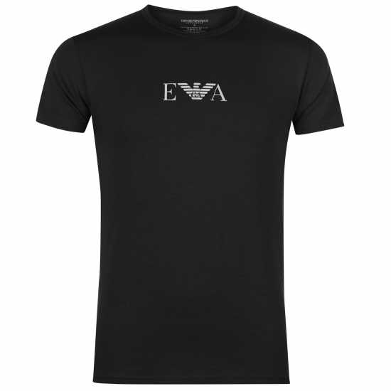 Emporio Armani Тениска Chest Logo T Shirt Черно Мъжки тениски с яка