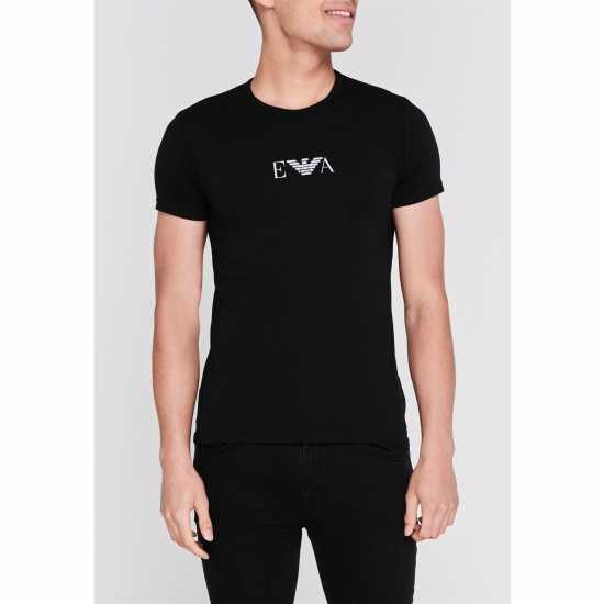 Emporio Armani Тениска Chest Logo T Shirt Черно Мъжки тениски с яка