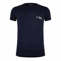 Emporio Armani Тениска Chest Logo T Shirt Морско/Бяло Мъжки тениски с яка