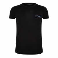 Emporio Armani Тениска Chest Logo T Shirt Черно/Синьо Мъжки тениски с яка