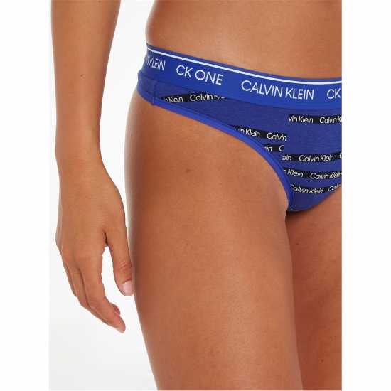 Calvin Klein One Cotton Thong Blu/Blk 