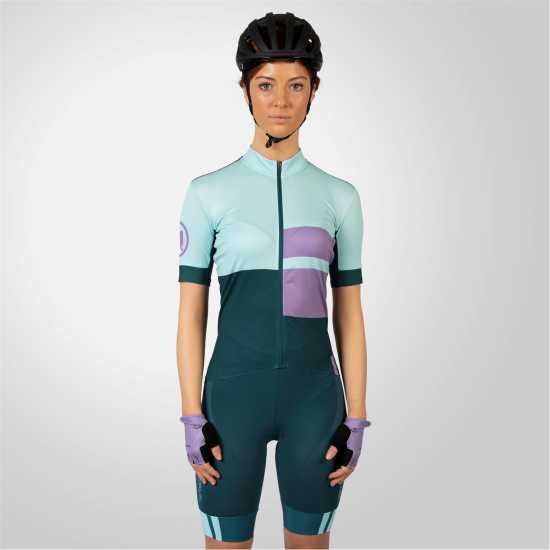Дамска Фланелка Endura Fs260 Print Short Sleeve Jersey Ladies Виолетово 