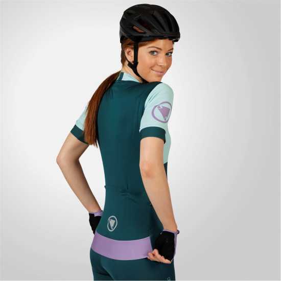 Дамска Фланелка Endura Fs260 Print Short Sleeve Jersey Ladies Виолетово 