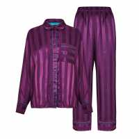 Satin Jacquard Stripe Long Pyjama Set  Дамски пижами
