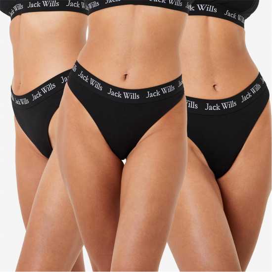 Jack Wills Deptford Multipack Thong 3 Pack Черно Дамско бельо