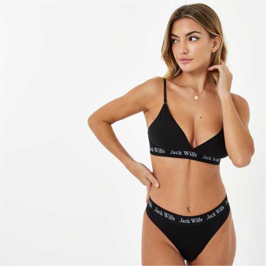 Jack Wills Deptford Multipack Thong 3 Pack Черно Дамско бельо