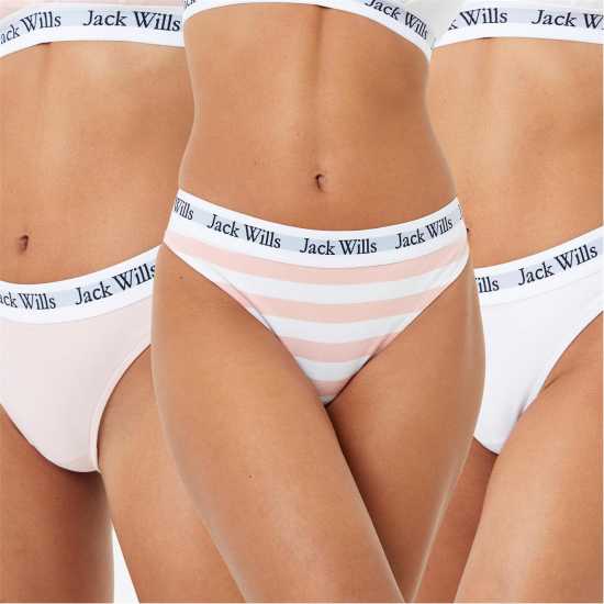 Jack Wills Deptford Multipack Thong 3 Pack Розово/Бяло Дамско бельо