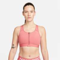 Nike Drifit Swoosh Zip Bra Womens Pink/Black Спортни сутиени