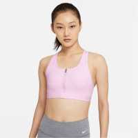 Nike Drifit Swoosh Zip Bra Womens Pink/White Спортни сутиени
