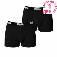 Lonsdale 2 Чифта Боксерки 2 Pack Trunk Mens Black Мъжко бельо