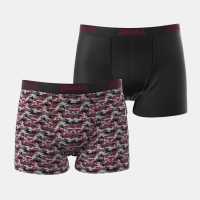 Lonsdale 2 Чифта Боксерки 2 Pack Trunks Mens Red/Grey Мъжко бельо
