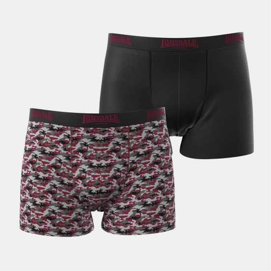 Lonsdale 2 Чифта Боксерки 2 Pack Trunks Mens Red/Grey Мъжко бельо