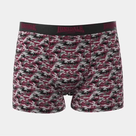Lonsdale 2 Чифта Боксерки 2 Pack Trunks Mens Red/Grey Мъжко бельо