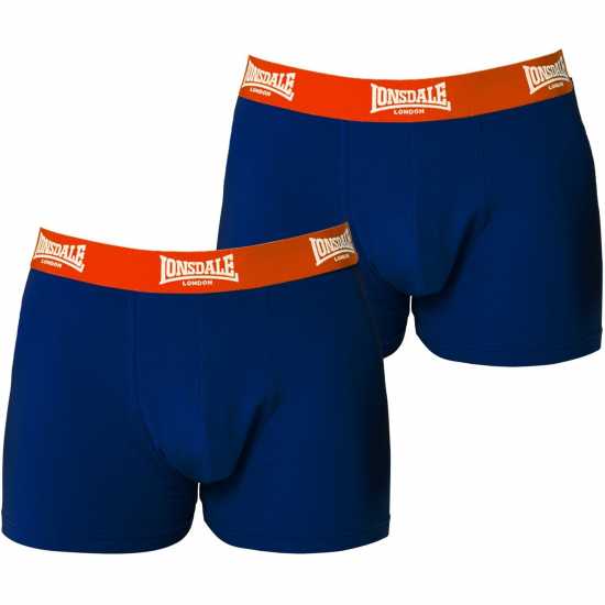 Lonsdale 2 Чифта Боксерки 2 Pack Trunk Mens Dark Blue Мъжко бельо