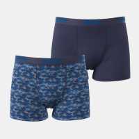 Lonsdale 2 Чифта Боксерки 2 Pack Trunks Mens Royal/White Мъжко бельо