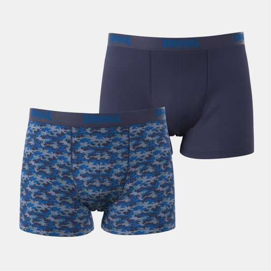 Lonsdale 2 Чифта Боксерки 2 Pack Trunks Mens Royal/White Мъжко бельо