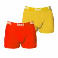 Lonsdale 2 Чифта Боксерки 2 Pack Trunk Mens Yellow/Red Мъжко бельо