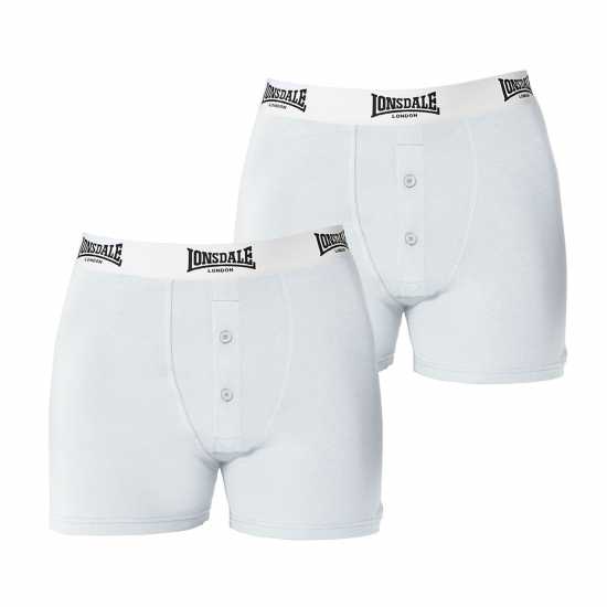 Мъжки Боксерки Lonsdale 2 Pack Boxer Shorts Mens Бяло 