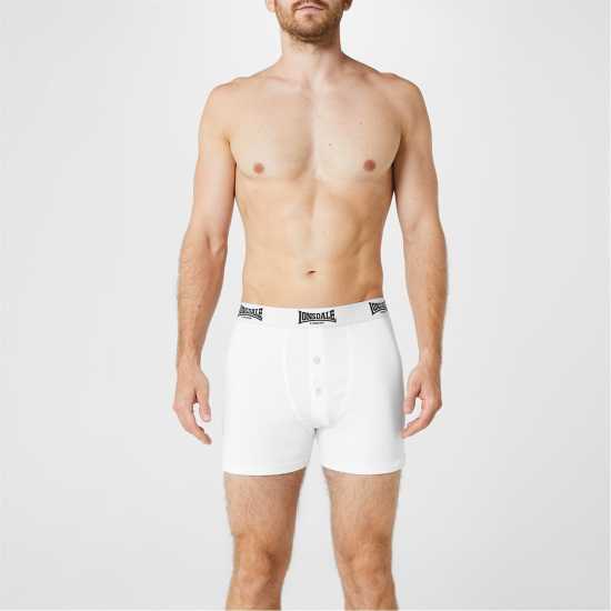 Мъжки Боксерки Lonsdale 2 Pack Boxer Shorts Mens Бяло 