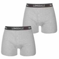 Lonsdale Мъжки Боксерки 2 Pack Boxers Mens Grey Мъжко облекло за едри хора