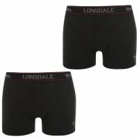 Lonsdale Мъжки Боксерки 2 Pack Boxers Mens Black Мъжко облекло за едри хора
